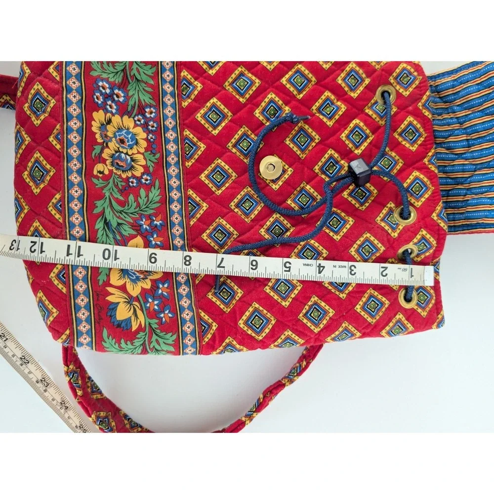Vera Bradley Mimi Backpack Villa Red Retired 2004 Quilted Drawstring Bag